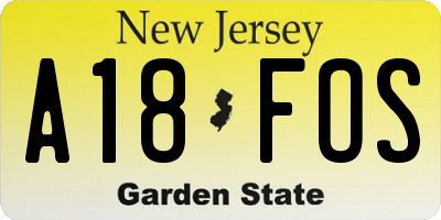 NJ license plate A18FOS