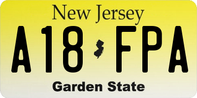 NJ license plate A18FPA