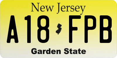 NJ license plate A18FPB