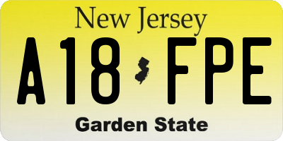 NJ license plate A18FPE