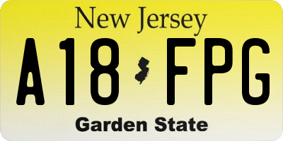 NJ license plate A18FPG