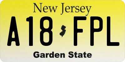 NJ license plate A18FPL