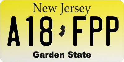 NJ license plate A18FPP