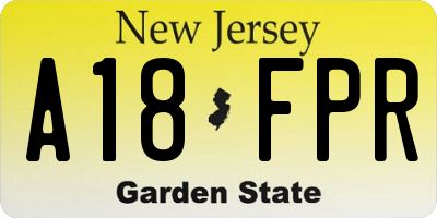 NJ license plate A18FPR