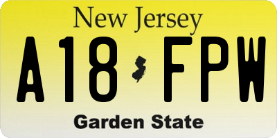 NJ license plate A18FPW