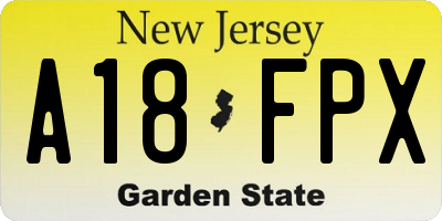 NJ license plate A18FPX