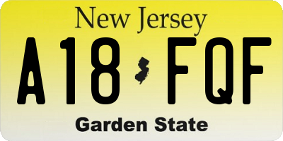 NJ license plate A18FQF