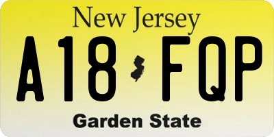 NJ license plate A18FQP