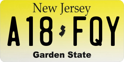NJ license plate A18FQY