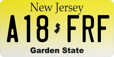 NJ license plate A18FRF