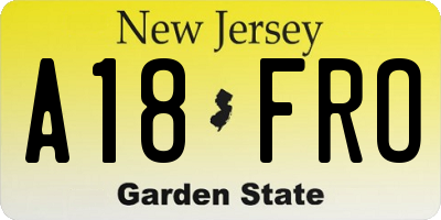 NJ license plate A18FRO