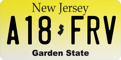 NJ license plate A18FRV