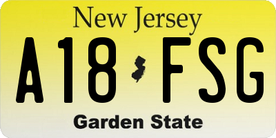 NJ license plate A18FSG