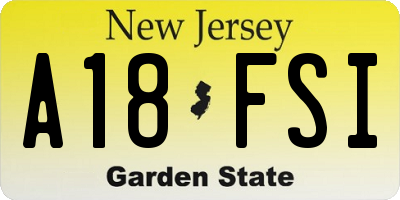 NJ license plate A18FSI