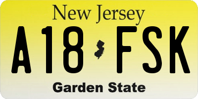 NJ license plate A18FSK
