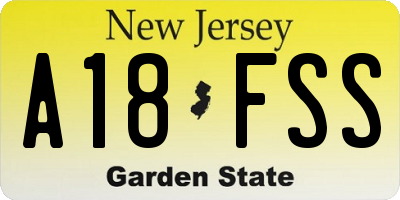 NJ license plate A18FSS