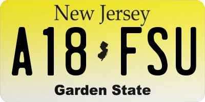 NJ license plate A18FSU