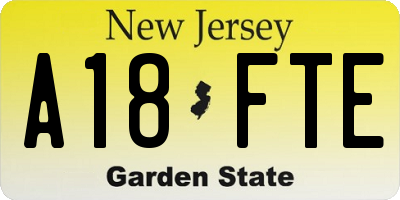 NJ license plate A18FTE