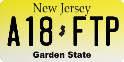 NJ license plate A18FTP