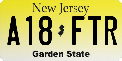 NJ license plate A18FTR