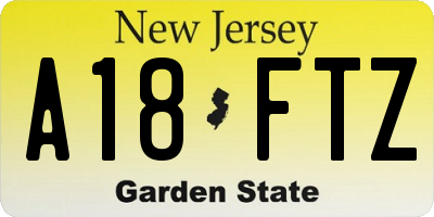 NJ license plate A18FTZ