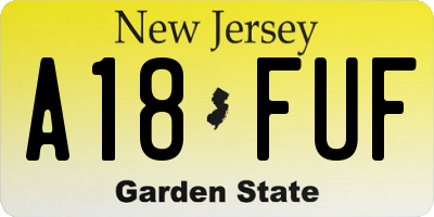 NJ license plate A18FUF