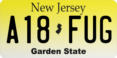 NJ license plate A18FUG