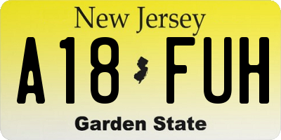 NJ license plate A18FUH