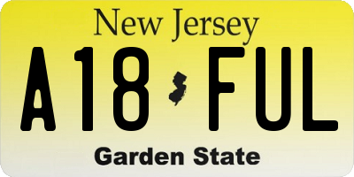 NJ license plate A18FUL
