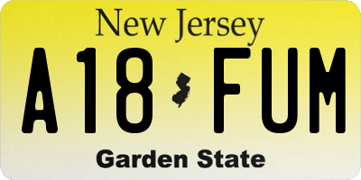 NJ license plate A18FUM