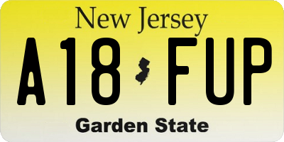 NJ license plate A18FUP