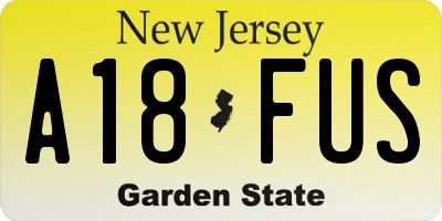 NJ license plate A18FUS