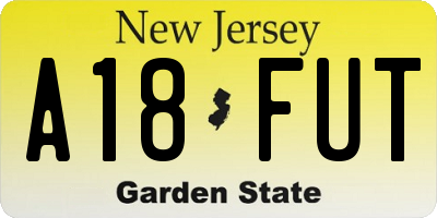 NJ license plate A18FUT
