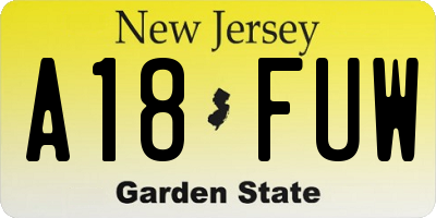 NJ license plate A18FUW