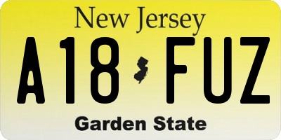 NJ license plate A18FUZ