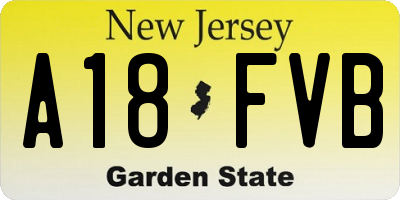 NJ license plate A18FVB