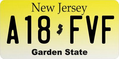 NJ license plate A18FVF