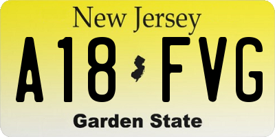 NJ license plate A18FVG