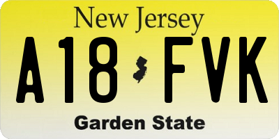 NJ license plate A18FVK