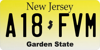 NJ license plate A18FVM