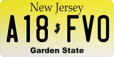 NJ license plate A18FVO