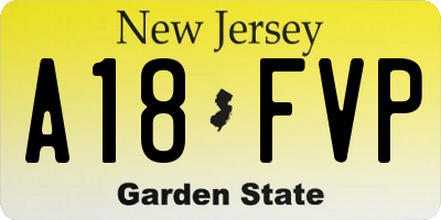 NJ license plate A18FVP