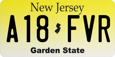 NJ license plate A18FVR