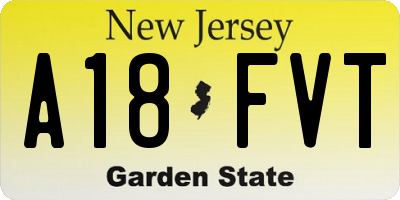 NJ license plate A18FVT