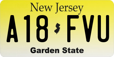 NJ license plate A18FVU