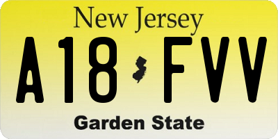 NJ license plate A18FVV