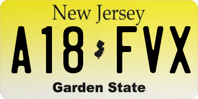 NJ license plate A18FVX