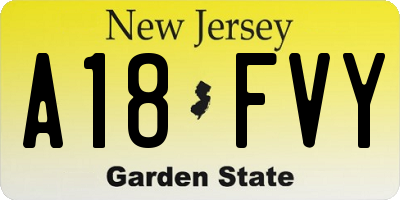 NJ license plate A18FVY