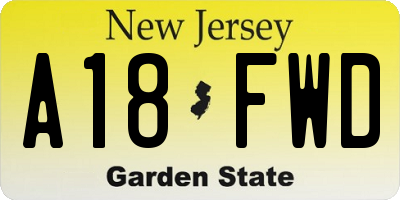 NJ license plate A18FWD