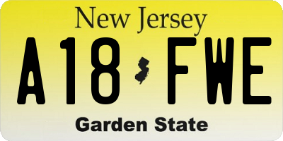 NJ license plate A18FWE